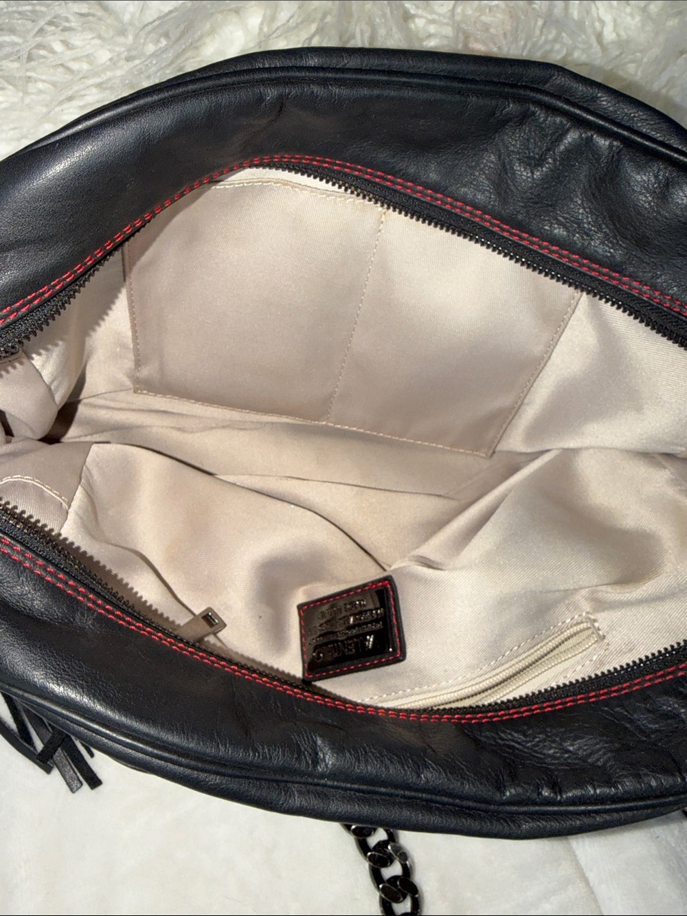 Valentino Black Leather Shoulder Bag with Chain Straps and Heart Charm. - Picture 6 of 6
